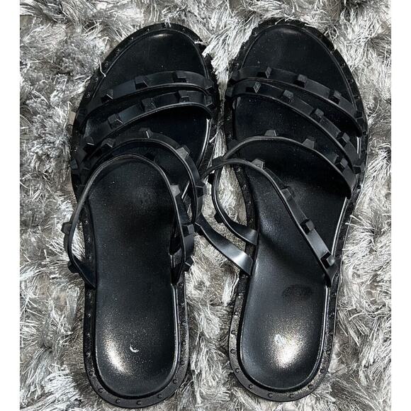 Shade & Shore Sandals Women 6 Slip On Studded Flat Minimalist Night Out - Picture 3 of 7